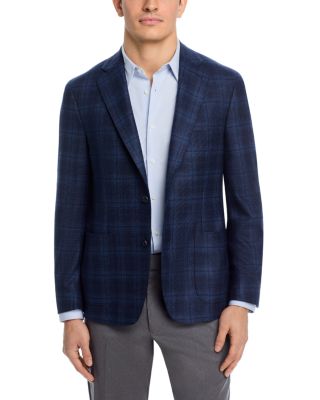 Silk & Wool Plaid Unstructured Slim Fit Sport Coat