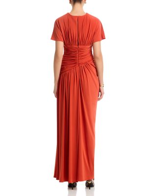 Matte Jersey Asymmetric Gathered Gown