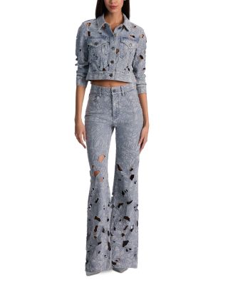 Chloe Embroidered Denim Cropped Jacket