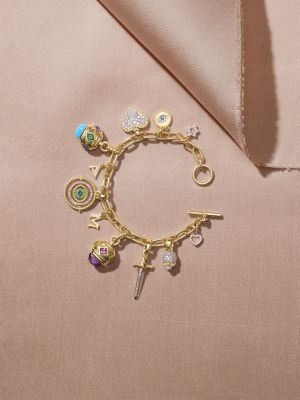 18K Gold Amulets Diamond Pav&eacute; Initial Pendant