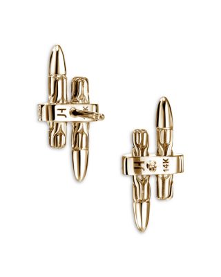 14K Yellow Gold Spear Diamond Stud Earrings