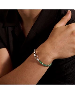 Sterling Silver Heishi Multi Green Stone Bracelet