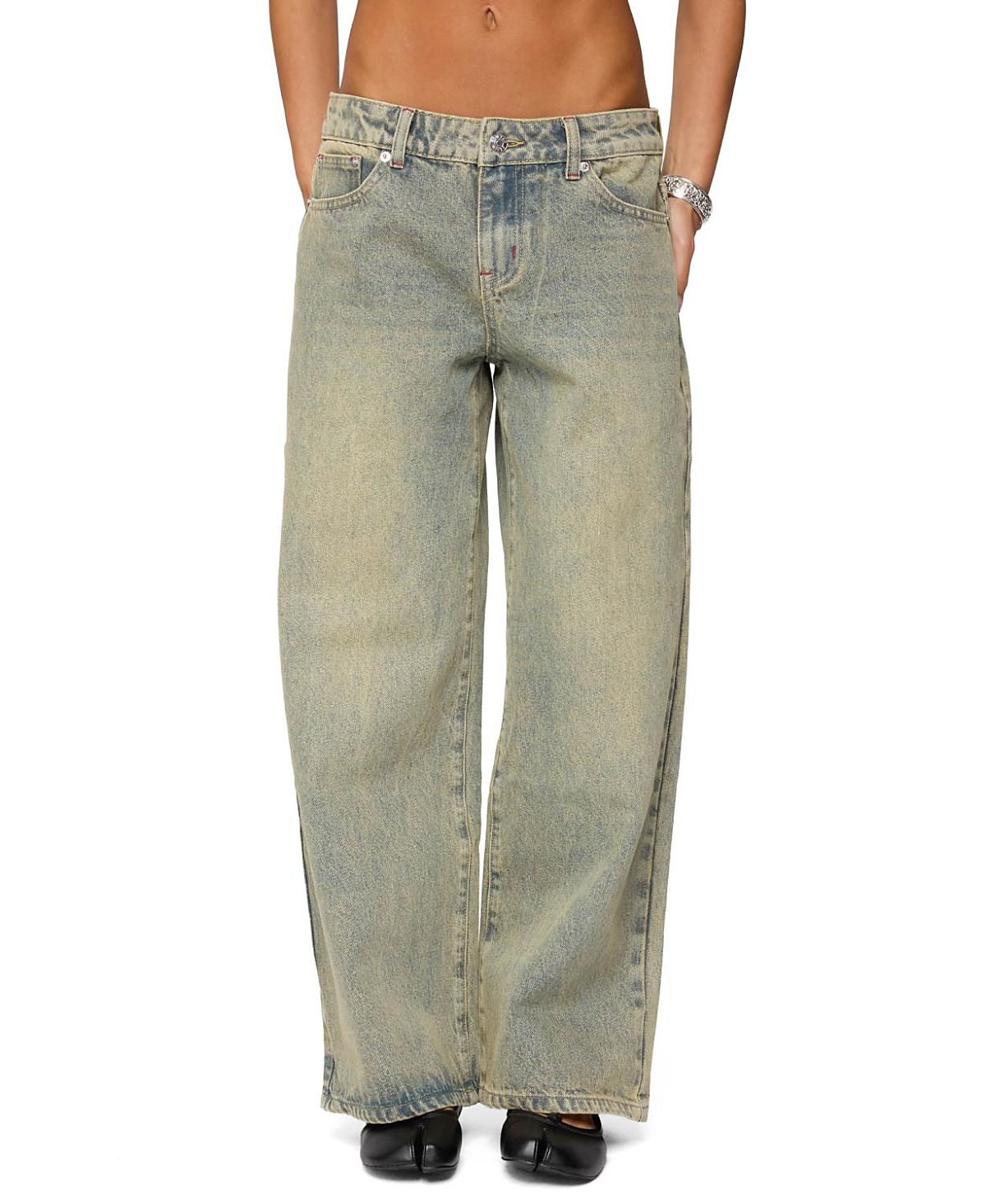 Edikted Petite Ace Relaxed Dark Rinse Wash Jeans