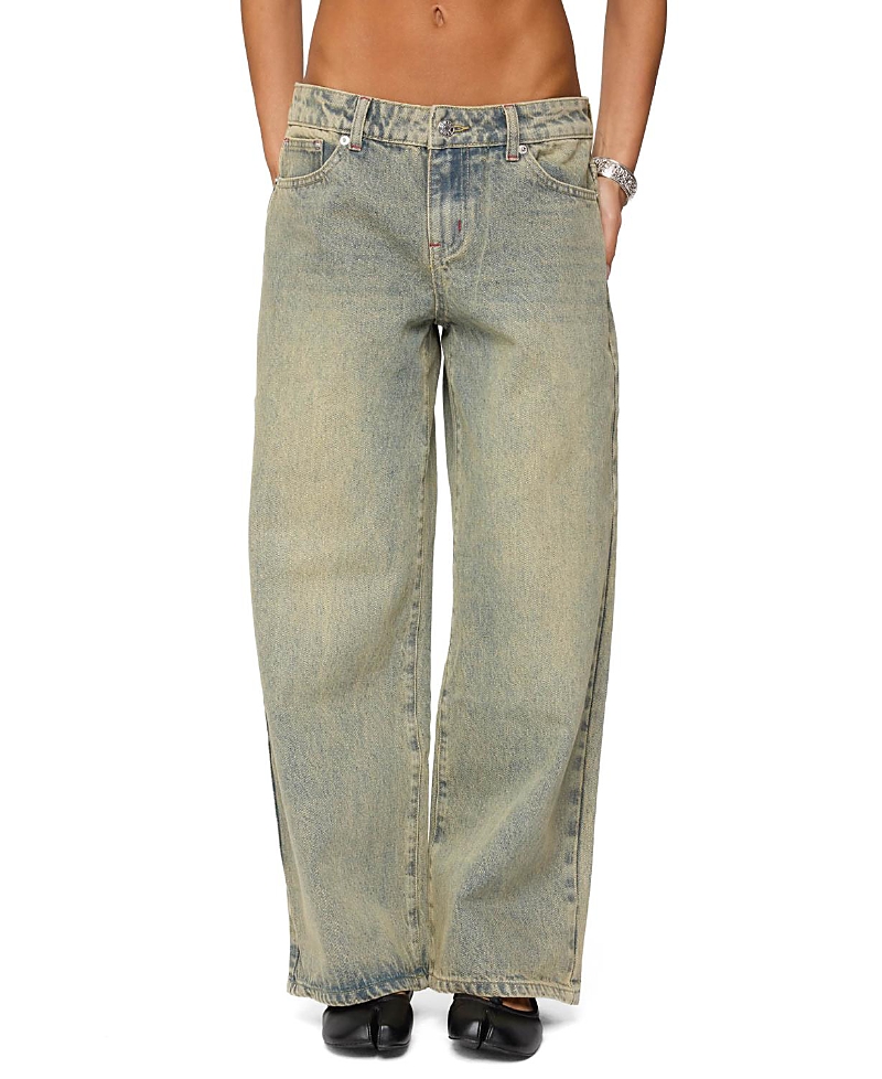 Edikted Petite Ace Relaxed Dark Rinse Wash Jeans
