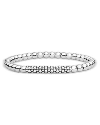 Sterling Silver Signature Caviar Beaded Stretch Bracelet
