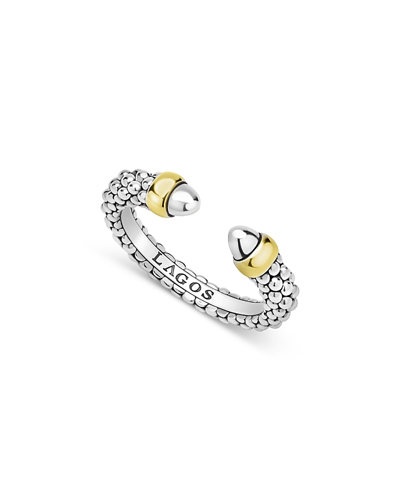 Lagos 14K Yellow Gold Sterling Silver Signature Caviar Mini Versa Stacking Ring
