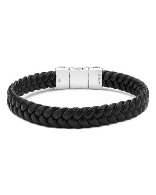 Men's Sterling Silver Anthem Braided Faux Leather Bracelet