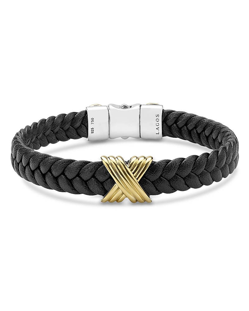 Lagos Men's 18K Yellow Gold & Sterling Silver Anthem X Braided Leather Bracelet