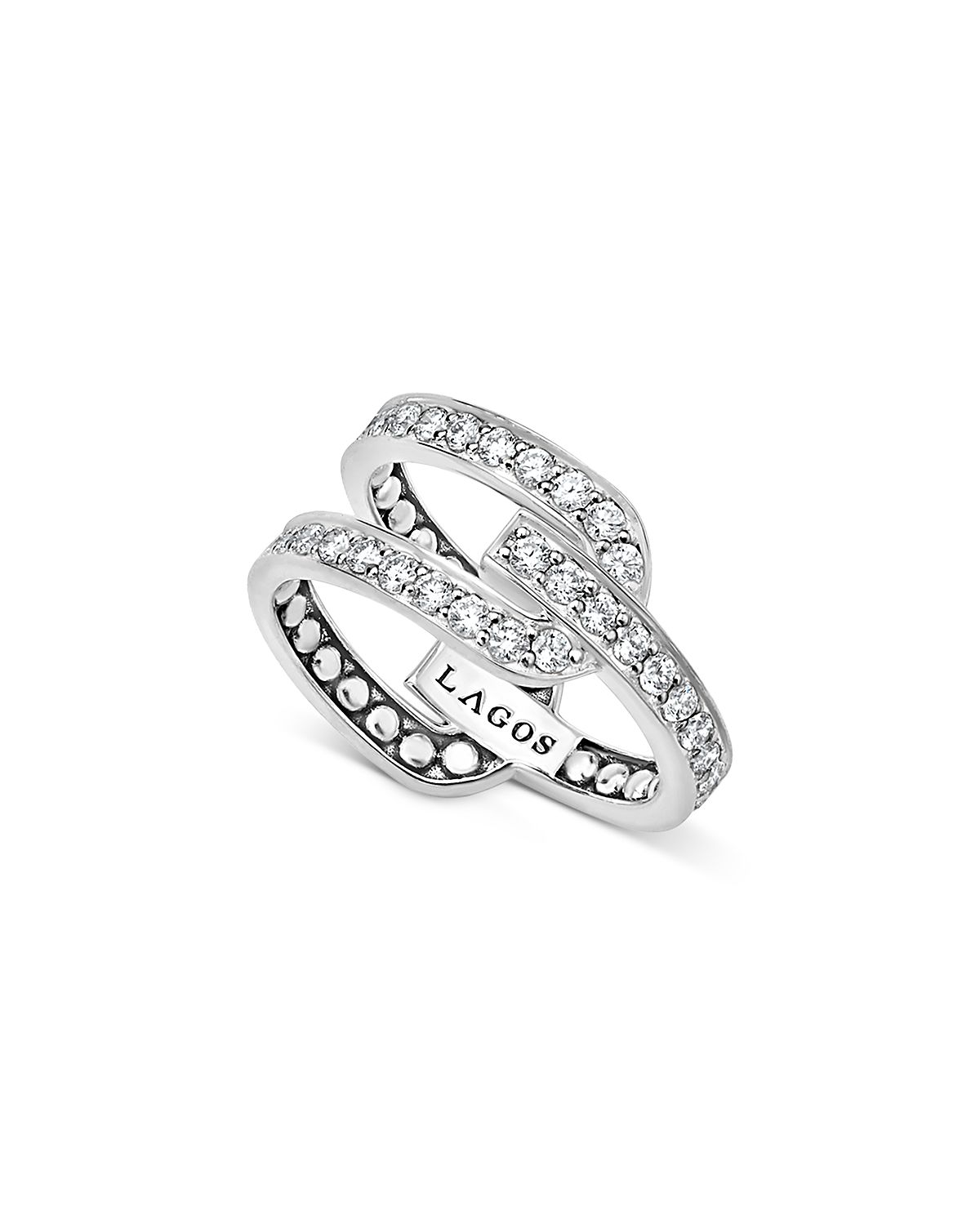 Lagos Sterling Silver Diamond Caviar Linear Ring