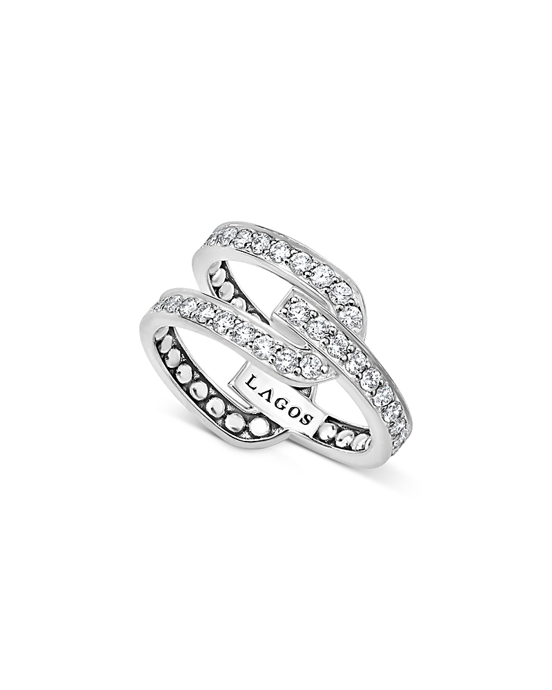 Lagos Sterling Silver Diamond Caviar Linear Ring