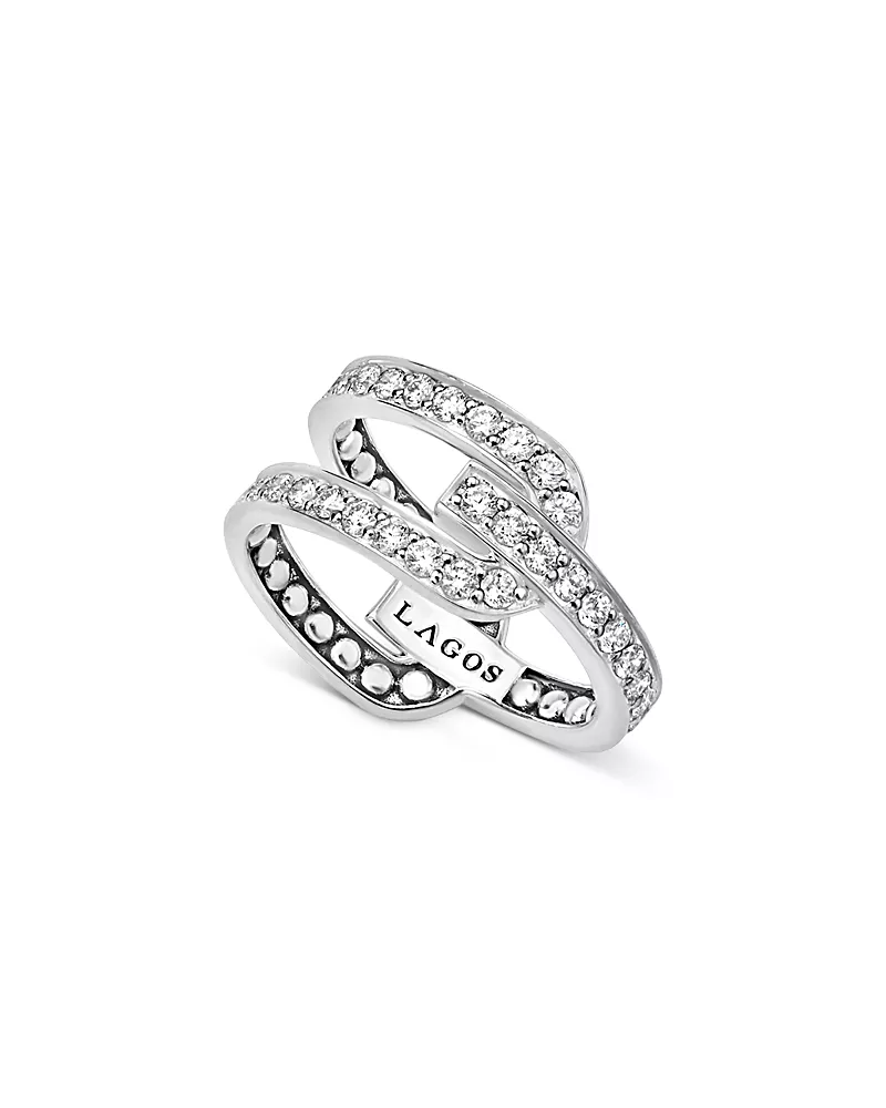 Lagos Sterling Silver Diamond Caviar Linear Ring