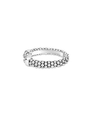 Sterling Silver Signature Caviar Diamond Stack Cuff Ring