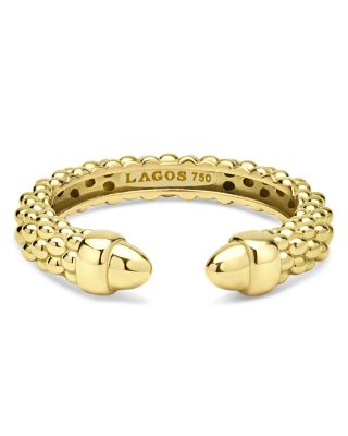 18K Yellow Gold Signature Caviar Stack Cuff Ring