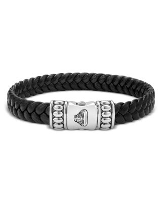 Men's Sterling Silver Anthem Braided Faux Leather Bracelet