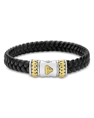 Men's 18K Yellow Gold & Sterling Silver Anthem Braided Faux Leather Bracelet