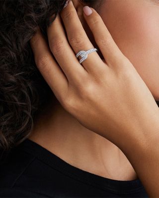 Sterling Silver Diamond Caviar Linear Ring