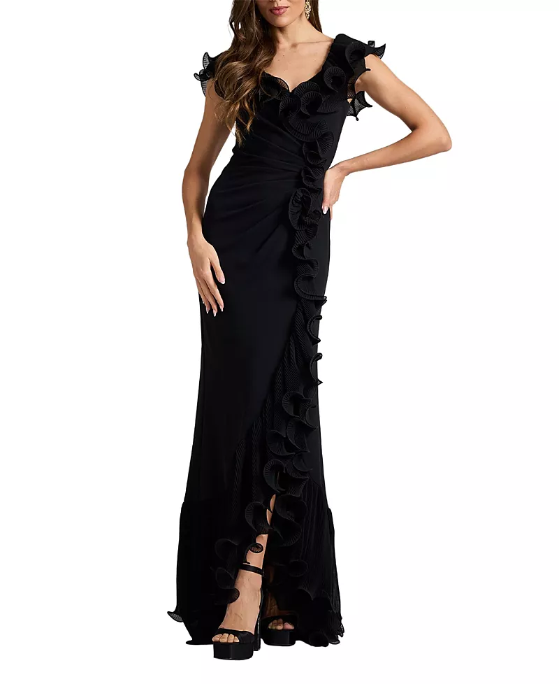 Tadashi Shoji Leandra Cascading Ruffle Gown