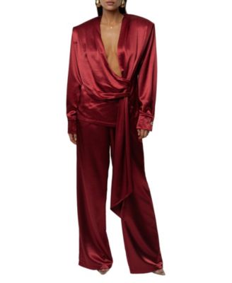  Statement Draped Satin Top