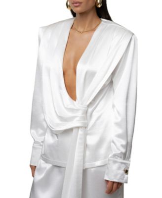  Statement Draped Satin Top