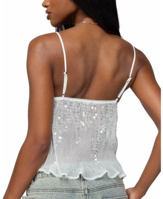 Sequin Sheer Mesh Babydoll Top