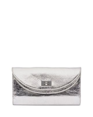 Mambo Metallic Silver Leather Clutch