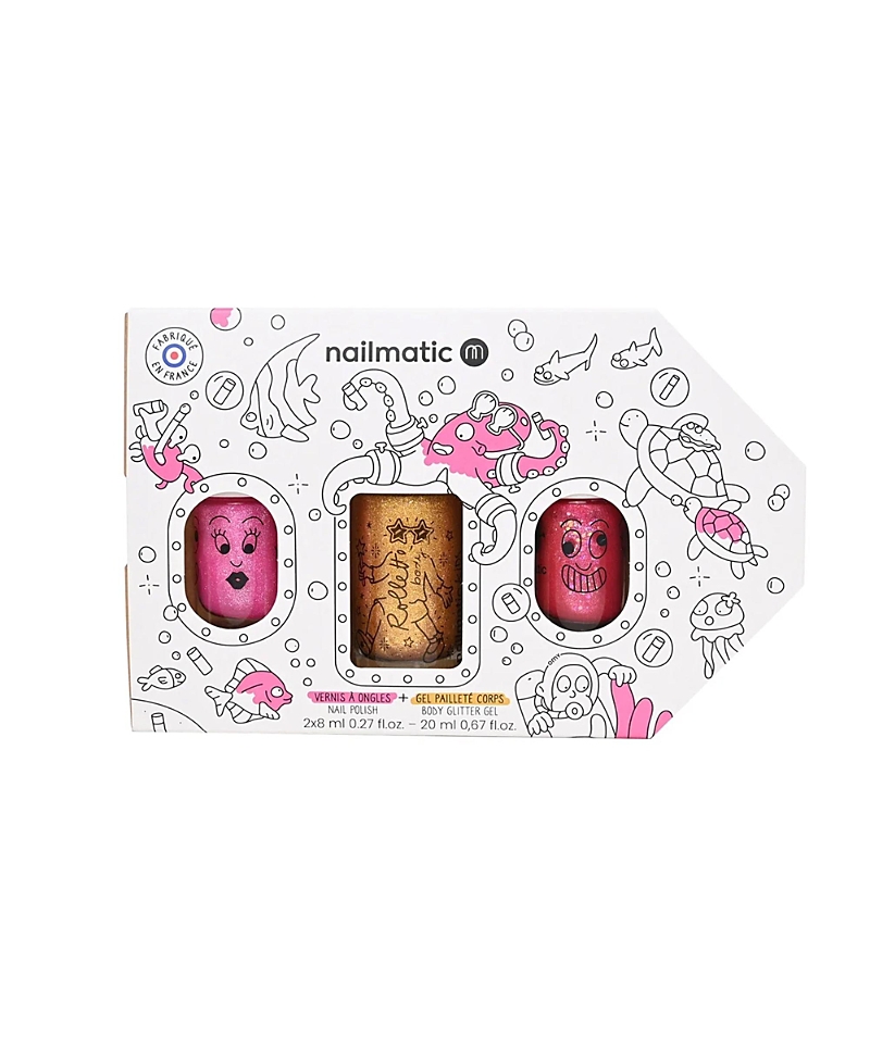 Nailmatic Sissi Pinky and Body Rolette Nail Polish for Kids With Pearly colors, Set of 3 - 5-7 Years