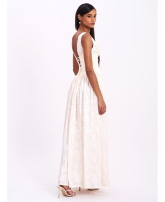  Sabrina High Slit Jacquard Maxi Dress