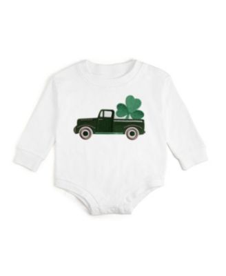 Boys' Shamrock Truck Patch St. Patrick's Day Long Sleeve Romper - Baby