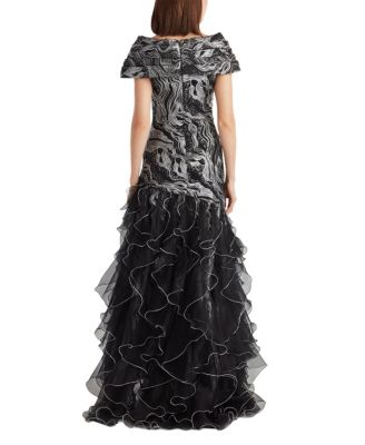  Cosmina Stardust Motif Ruffle Gown