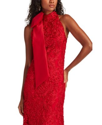  Iria Shoulder Bow Lace Halter Gown