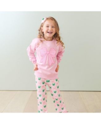 Girls' Pink Bow Sequin Patch Sweatshirt - Little Kid