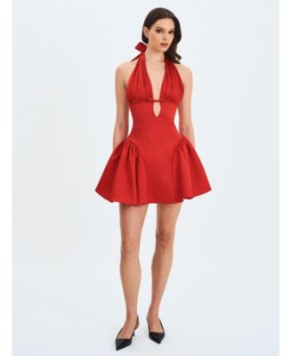  Peyton Plunging Halter Keyhole Mini Dress
