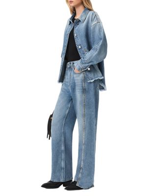 Frankie Mid Rise Studded Jeans in Vintage Indigo
