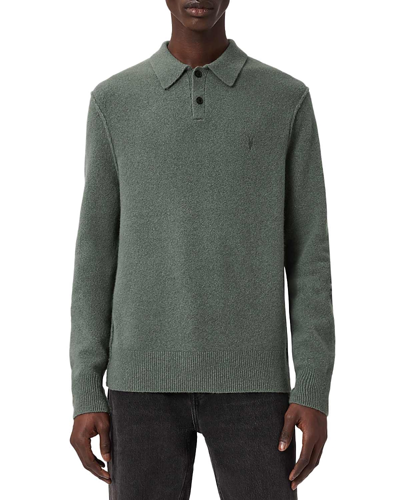 Allsaints Statten Regular Fit Polo Collar Sweater In Gray