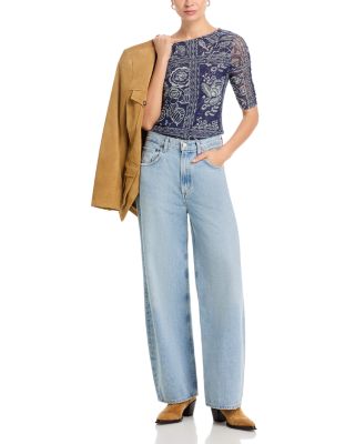 Ruched Sleeve Mesh Top