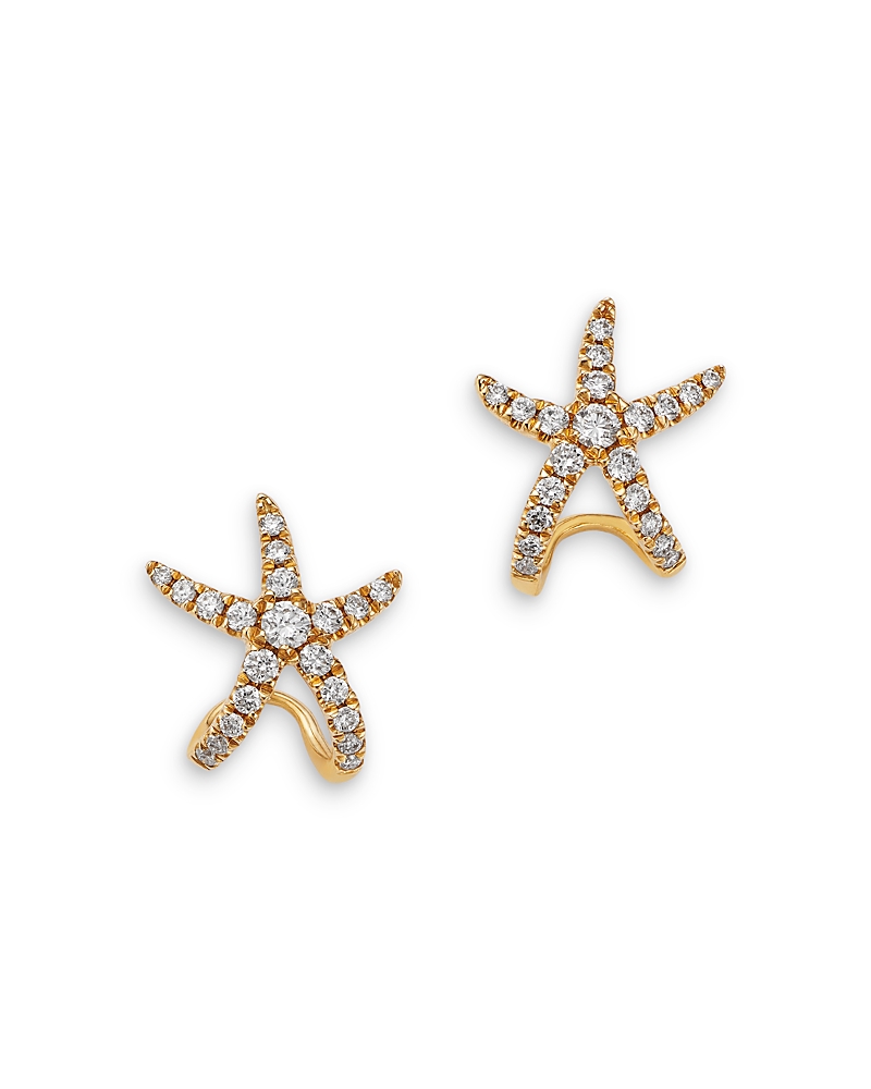 Bloomingdale's Fine Collection Diamond Starfish Stud Earrings in 14K Yellow Gold, 0.37 tcw