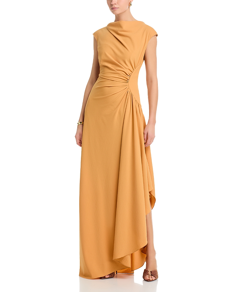 Amsale Cowlneck Side Gathered Dress