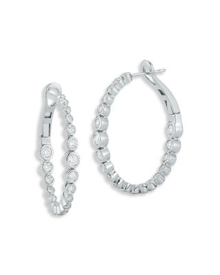 18K Gold Diamond Classic Oval Small Hoop Earrings