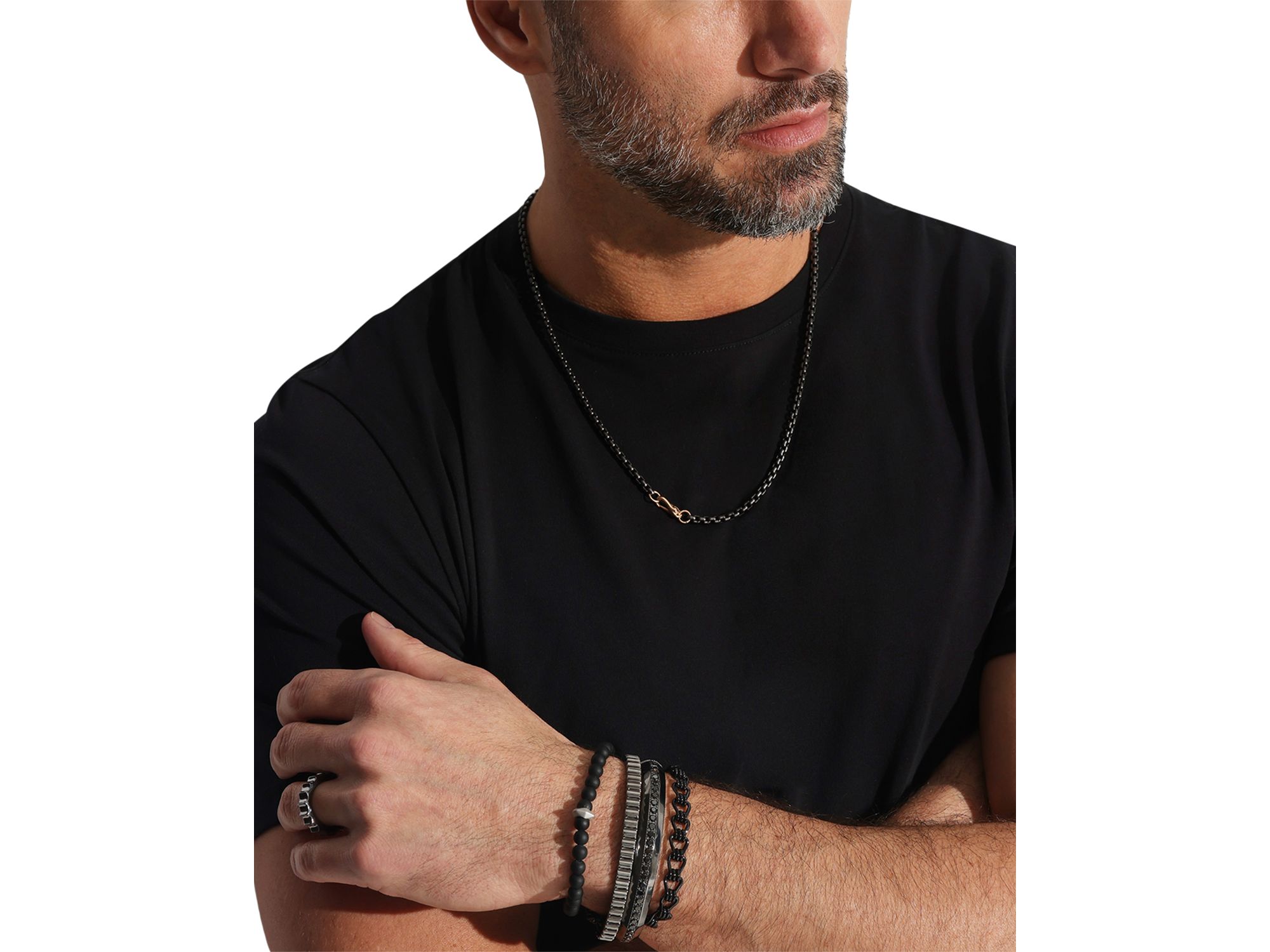 Sterling Garnett Chain Link Necklace, 22" — Image 3