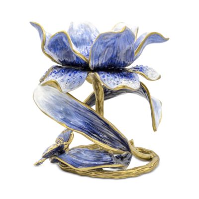 Aimee Floral 7" Pillar Candle Holder, Blue