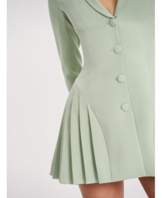 Delia Long Sleeve Blazer Dress with Pleated Detail