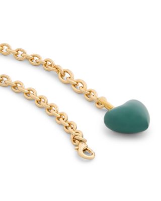 Mini Puffy Enamel Heart Necklace, 18"