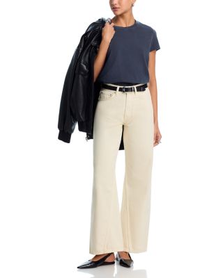 High Rise Baggy Wide Leg Jeans in Ecru