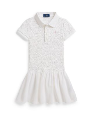 Girls' Smocked Stretch Mesh Polo Dress - Little Kid