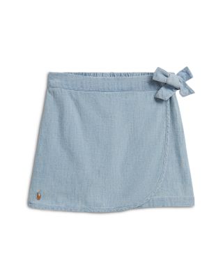 Girls' Indigo Chambray Faux-Wrap Skort - Little Kid