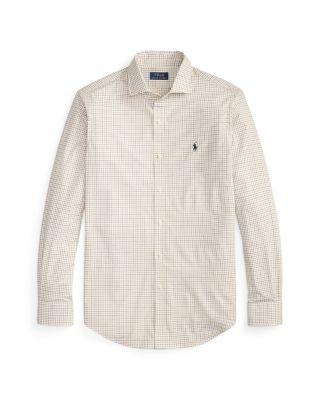 Cotton Stretch Poplin Gingham Check Classic Fit Button Down Shirt