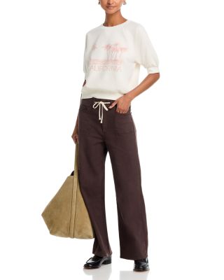 Ari High Rise Drawstring Waist Wide Leg Jeans in Rich Chocolate