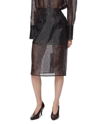 Tyra Organza Leopard Midi Skirt