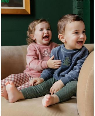 Unisex Velour Plaid Bear Collection Sweatshirt + Leggings - Baby, Little Kid