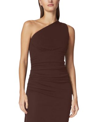 One Shoulder Ruched Jersey Midi Dress